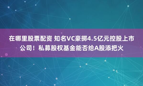 在哪里股票配资 知名VC豪掷4.5亿元控股上市公司！私募股权基金能否给A股添把火