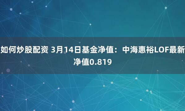 如何炒股配资 3月14日基金净值：中海惠裕LOF最新净值0.819